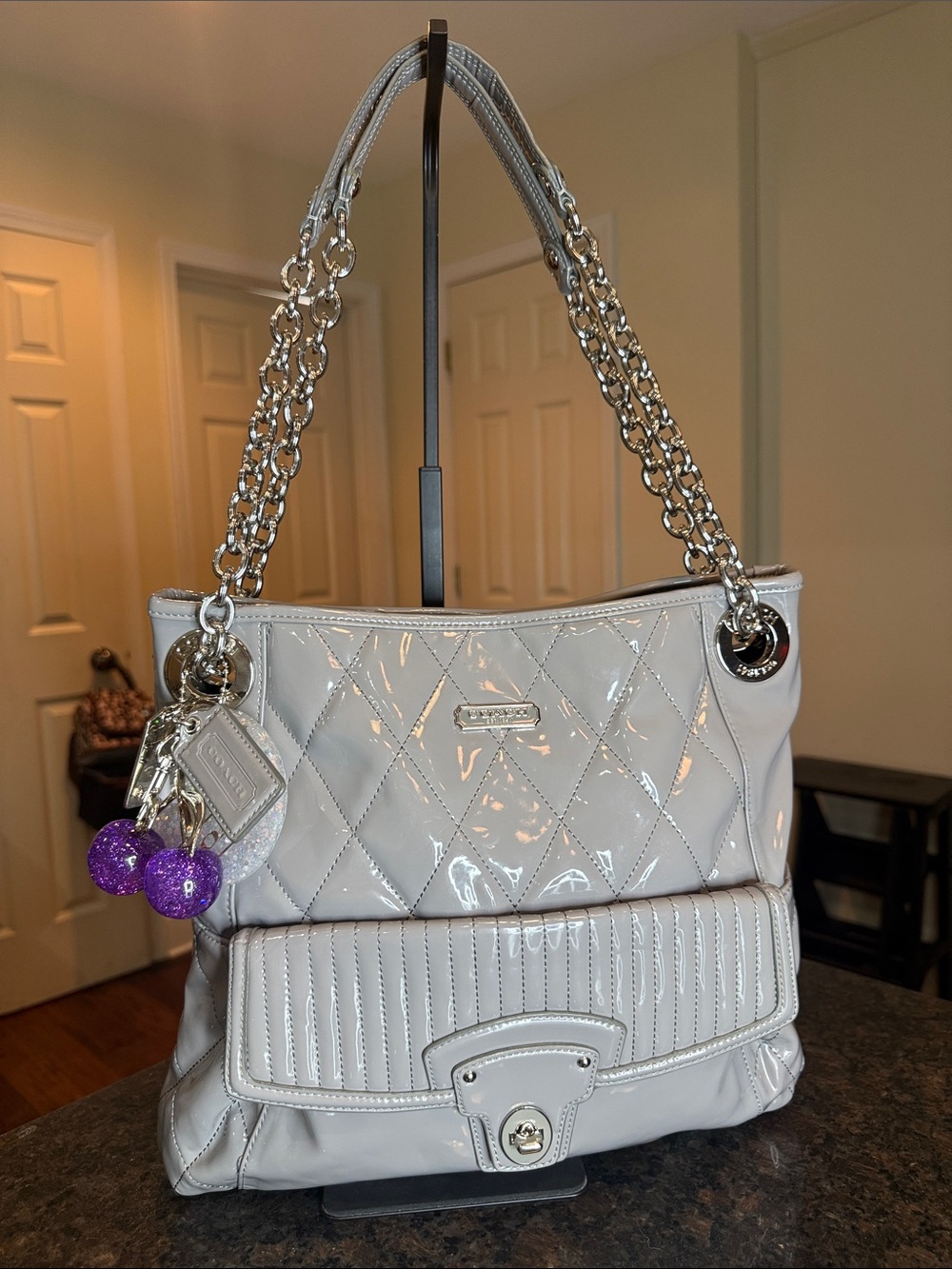 Rare Y2K Poppy Liquid Gloss Patent Leather Slim Shoulder/Tote Bag- NWOT